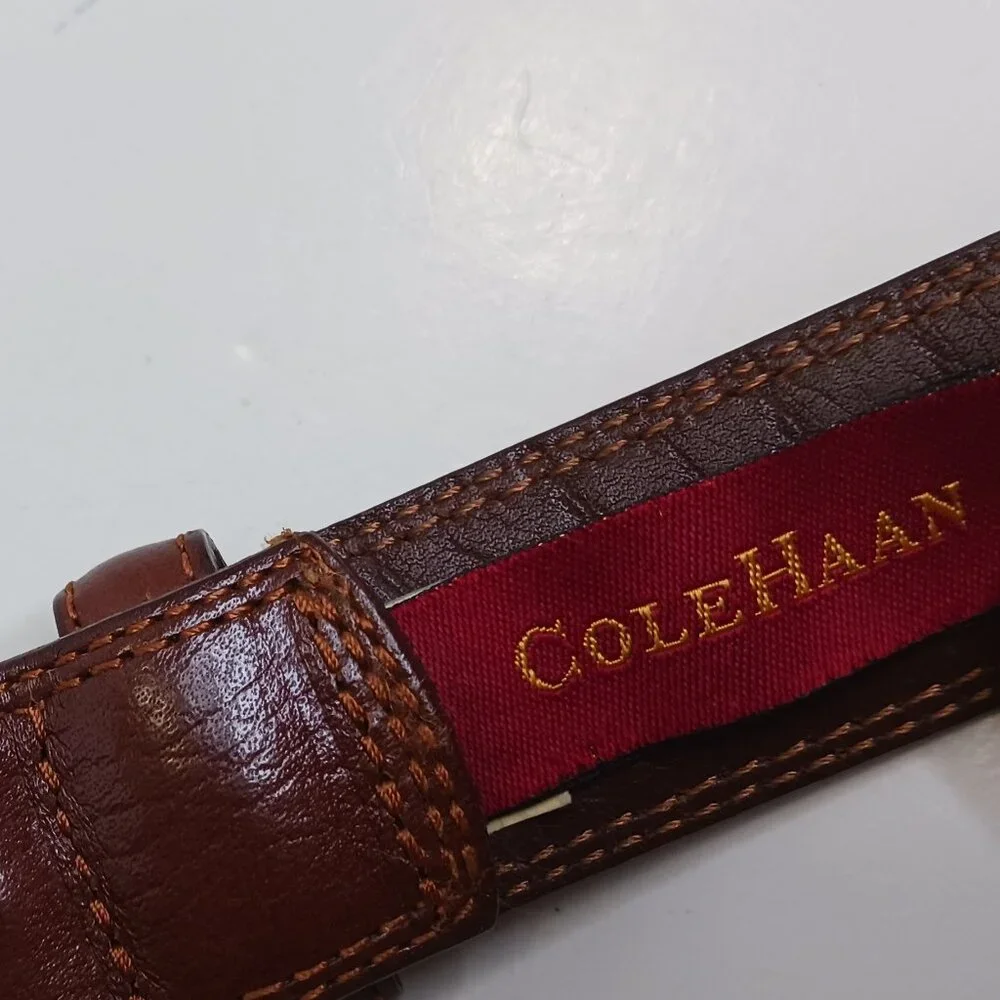 Cole Haan Vintage Genuine Leather Dress/Casual Belt Solid Brown size 36/90
